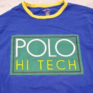 Polo Ralph Lauren Polo Hi‎ Tech Longsleeve Tshirt Canvas Logo Sz L Blue Green